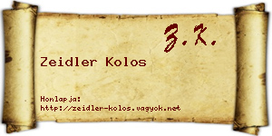 Zeidler Kolos névjegykártya